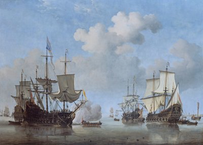 Calma: Barcos holandeses llegando a anclar de Willem van de Velde the Younger